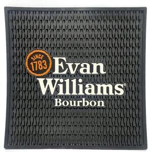 Evan Williams Bourbon Since 1783 Rubber Bar Mat Square 13.75 x 13.75 Black